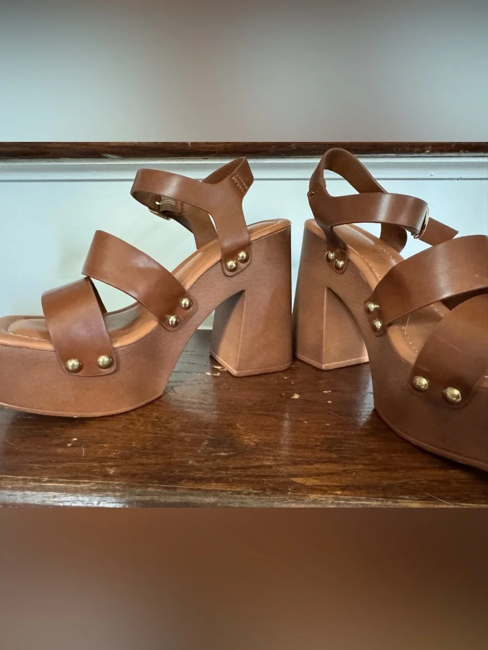 Madden girl brown block high heel chunky platform size 5